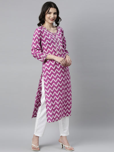 Neeru's Purple Color Cotton Fabric Kurta