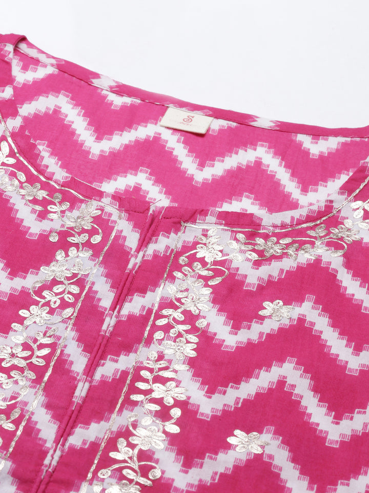 Neerus Rani Pink Color Cotton Fabric Kurta