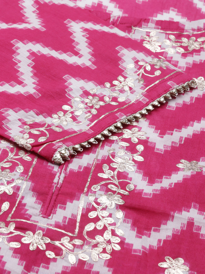 Neerus Rani Pink Color Cotton Fabric Kurta