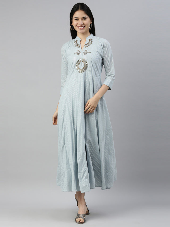 Neerus Grey Color Lorex Fabric Kurta