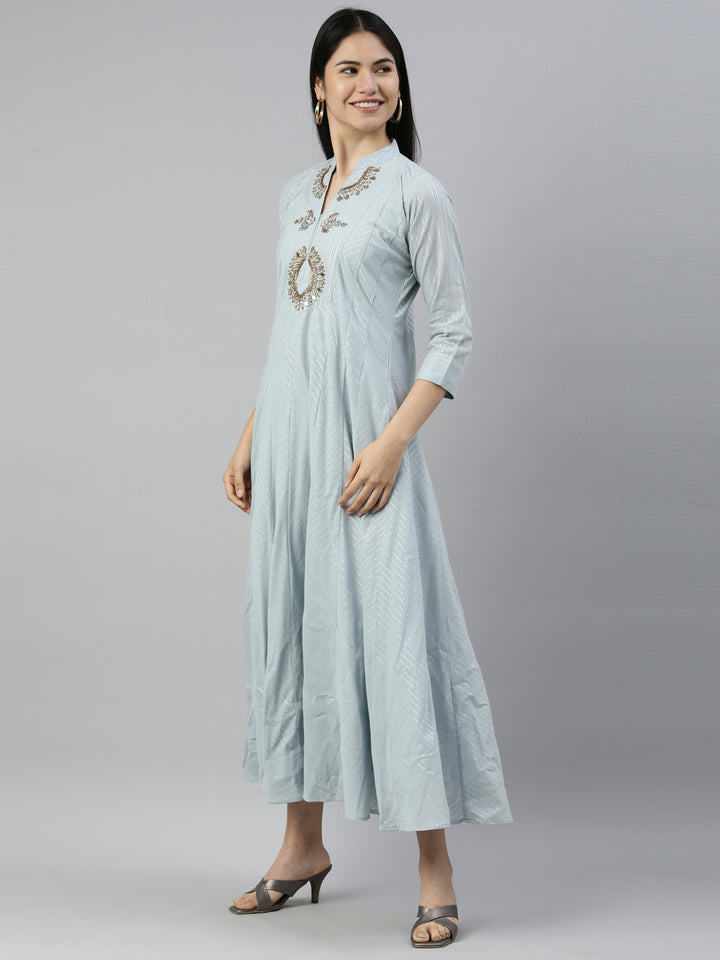 Neerus Grey Color Lorex Fabric Kurta