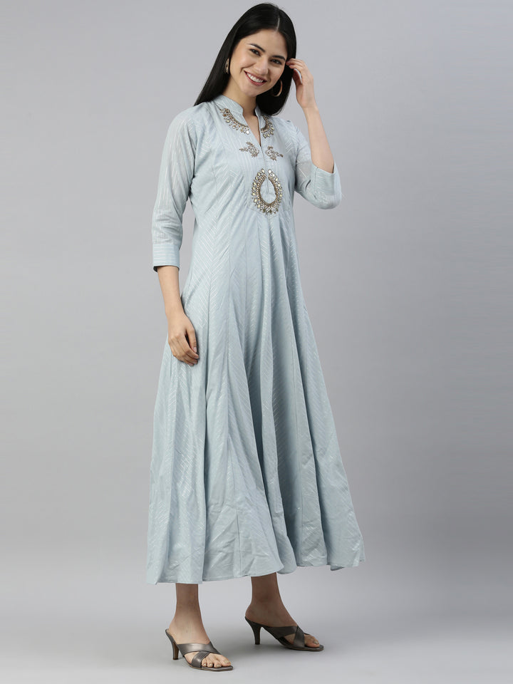 Neerus Grey Color Lorex Fabric Kurta