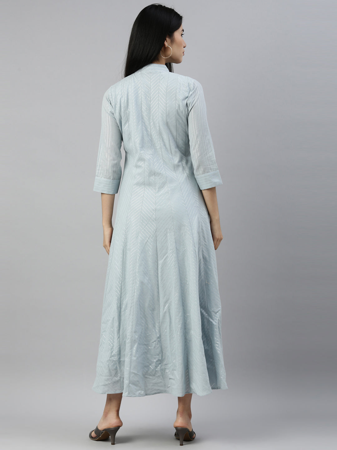 Neerus Grey Color Lorex Fabric Kurta