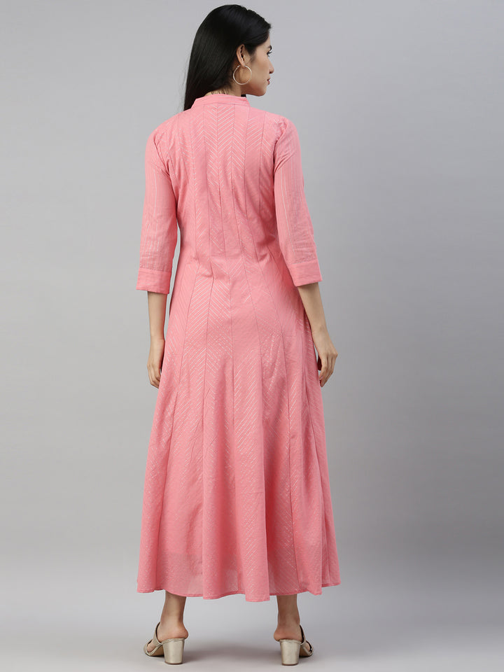 Neerus Pink Color Lorex Fabric Kurta