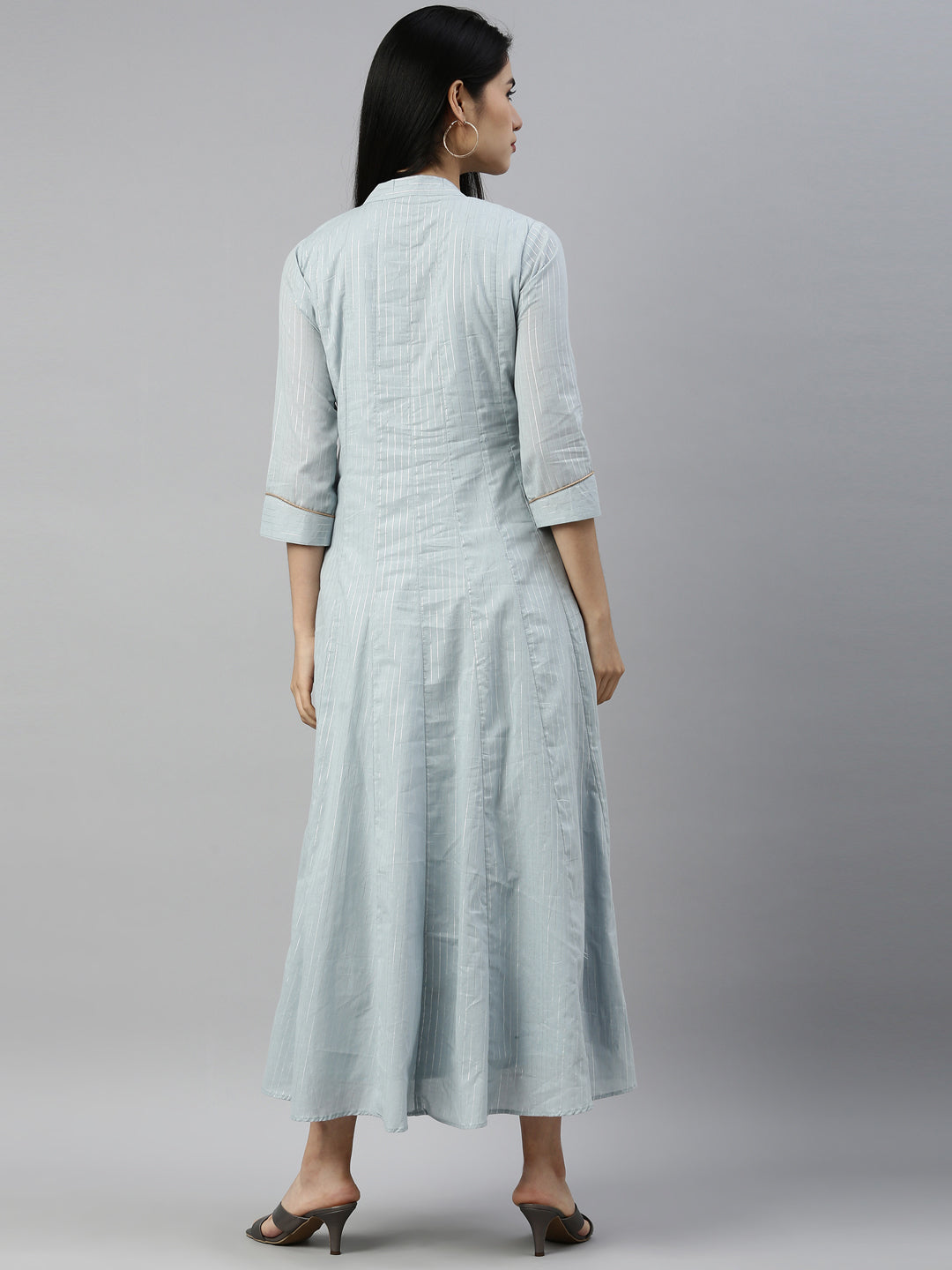 Neerus Grey woven lorex kurti - detail view 2