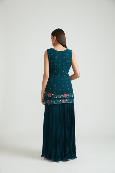 Neeru's Peacock Color Georgette Fabric Clothing Set