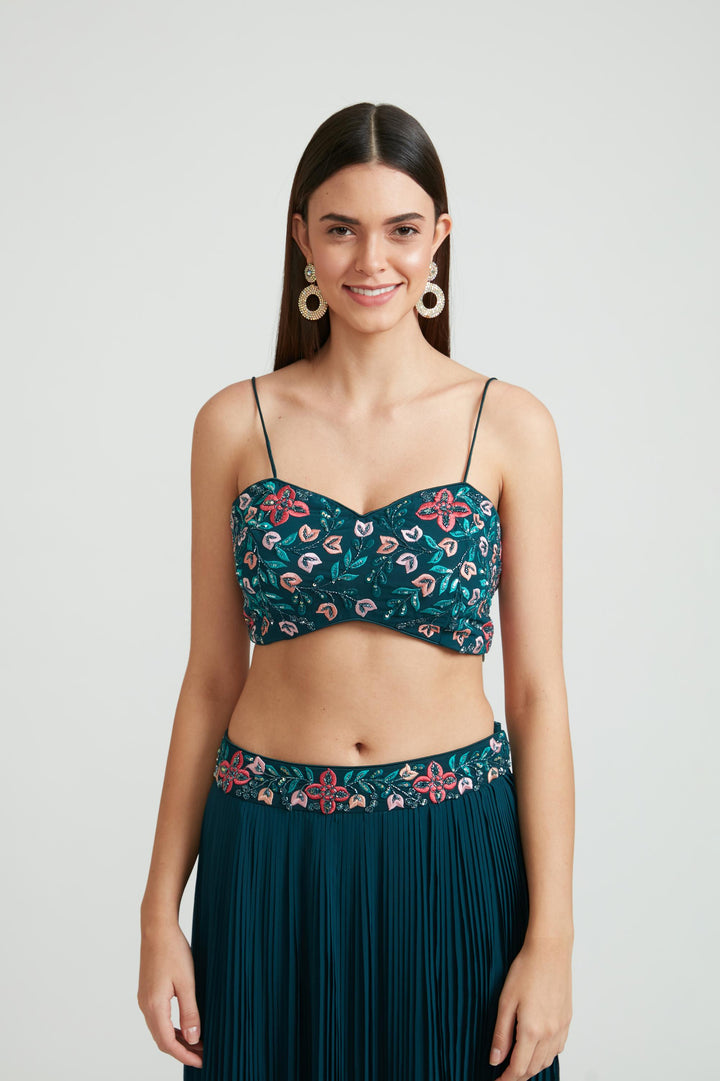 Neerus Peacock Color Georgette Fabric Clothing Set