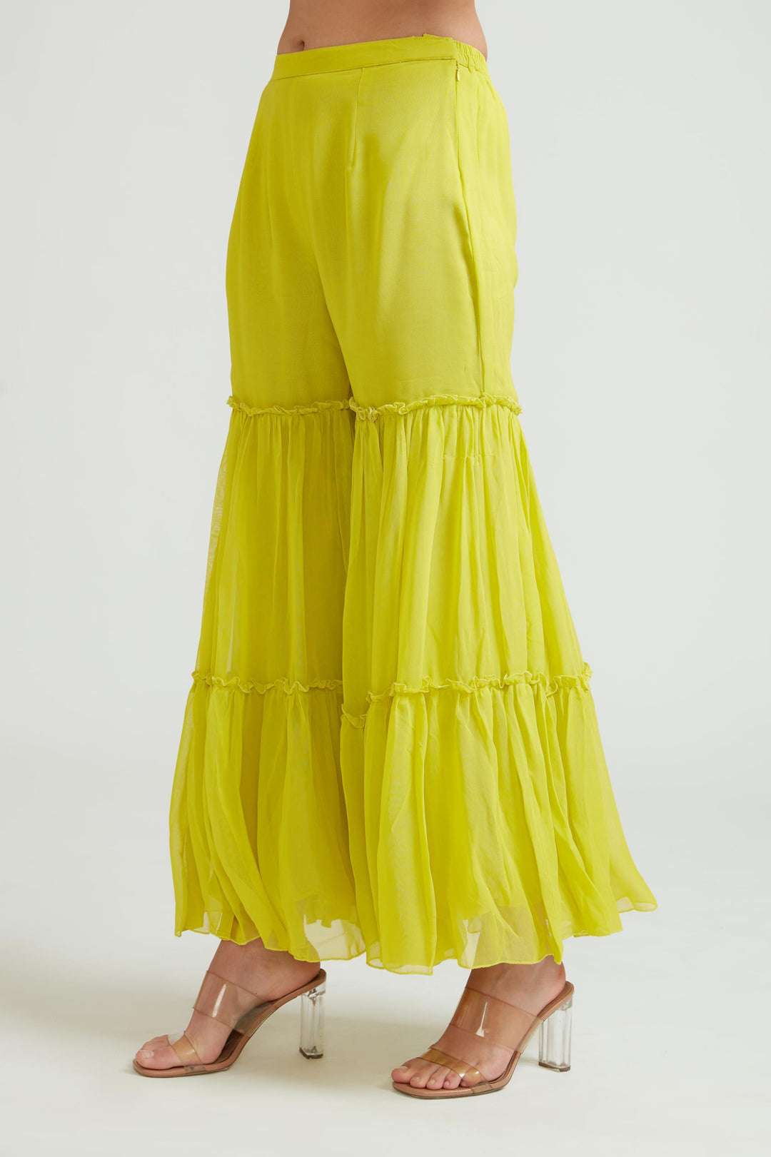 Neerus Lemon Color Georgette Fabric Anarkali Suit Set