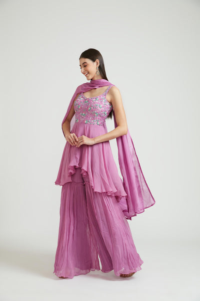 Neeru'S LAVENDER Color GEORGETTE Fabric Anarkali Suit Set