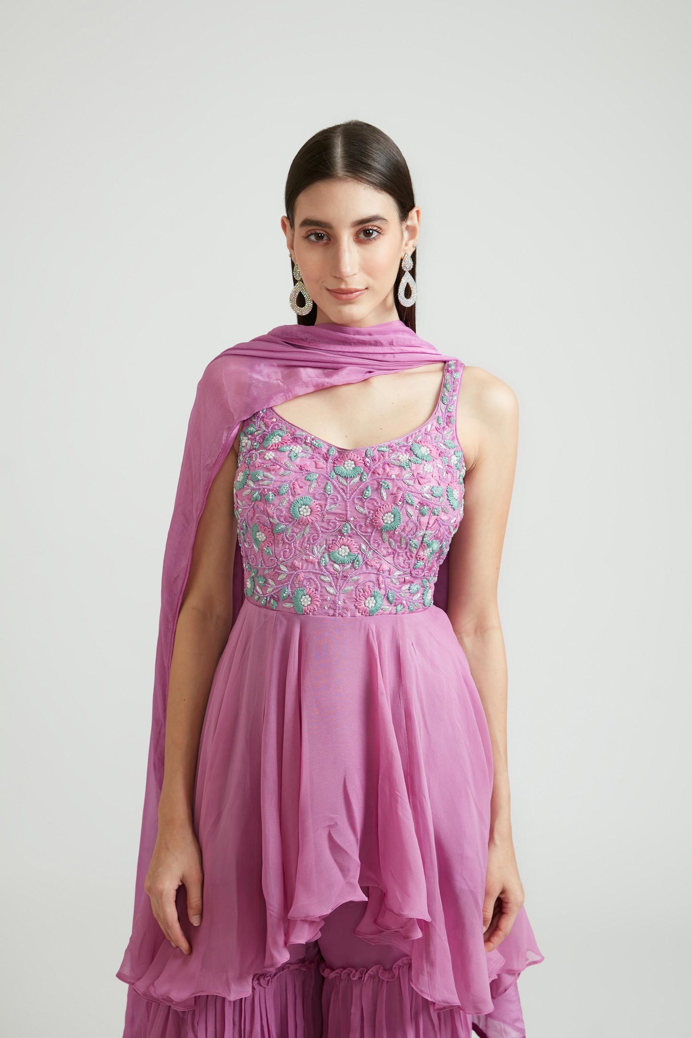 Neeru'S LAVENDER Color GEORGETTE Fabric Anarkali Suit Set