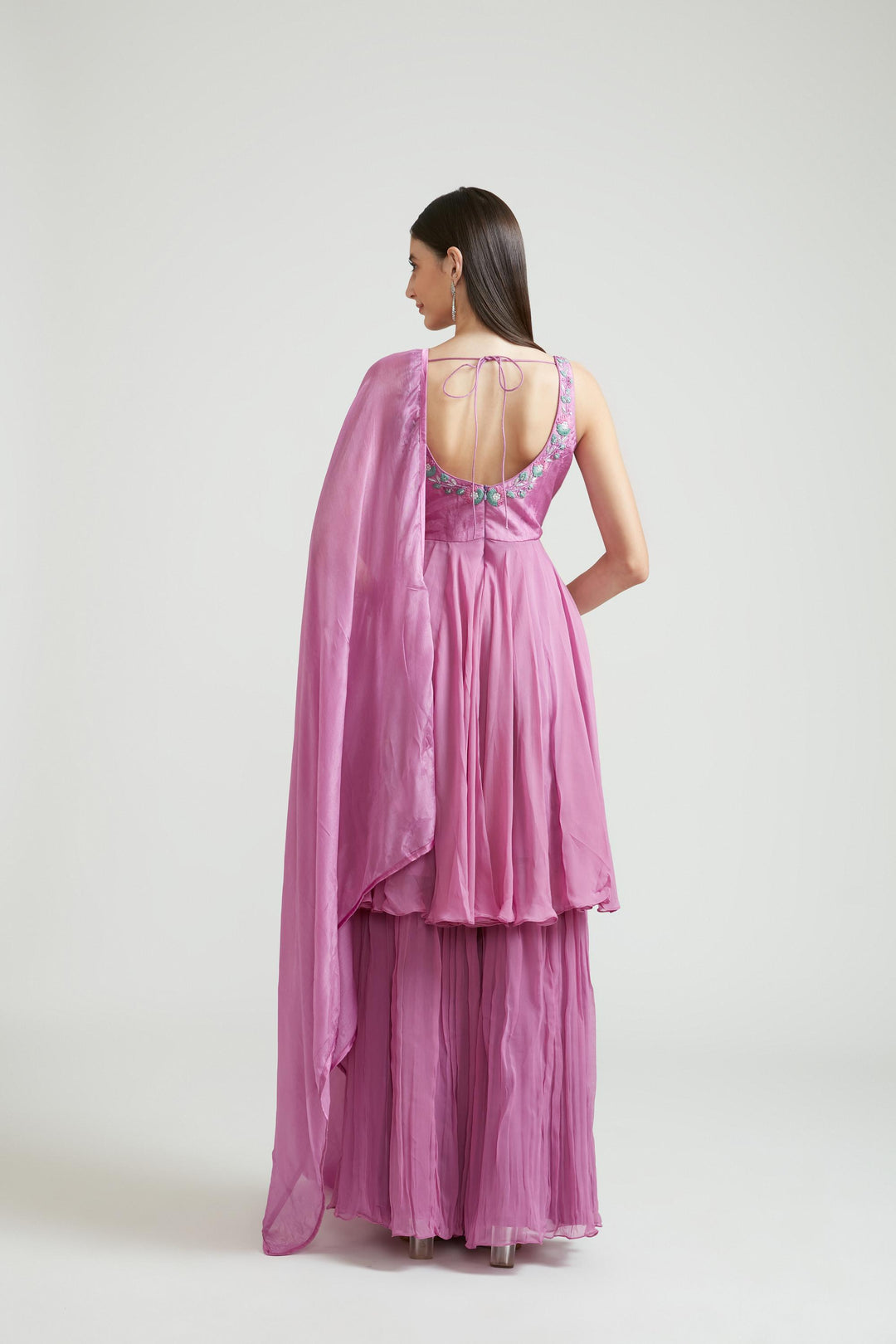 Neerus Lavender Color Georgette Fabric Anarkali Suit Set