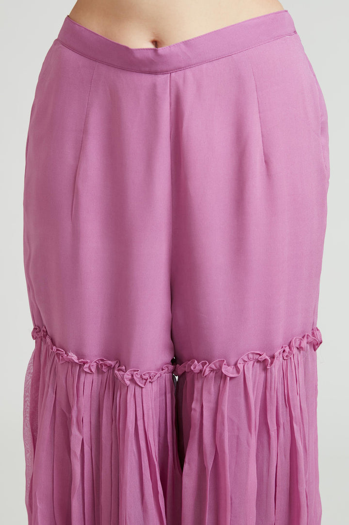 Neerus Lavender Color Georgette Fabric Anarkali Suit Set