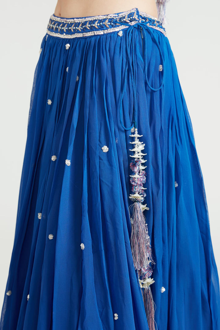 Neerus Royal Blue Color Georgette Fabric Lehenga Choli