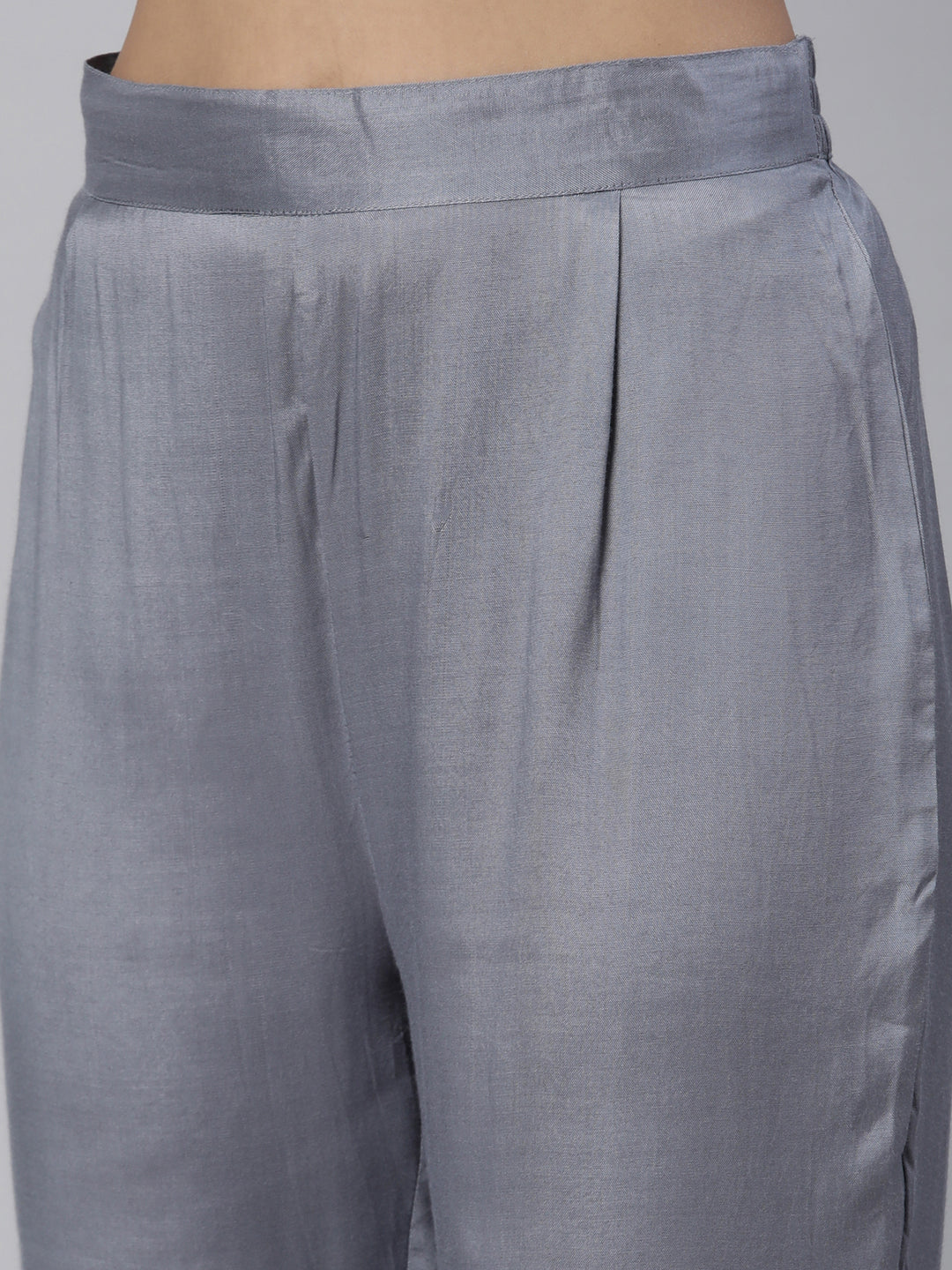 Neerus Beige cotton printed kurta set with trousers - detail view 2