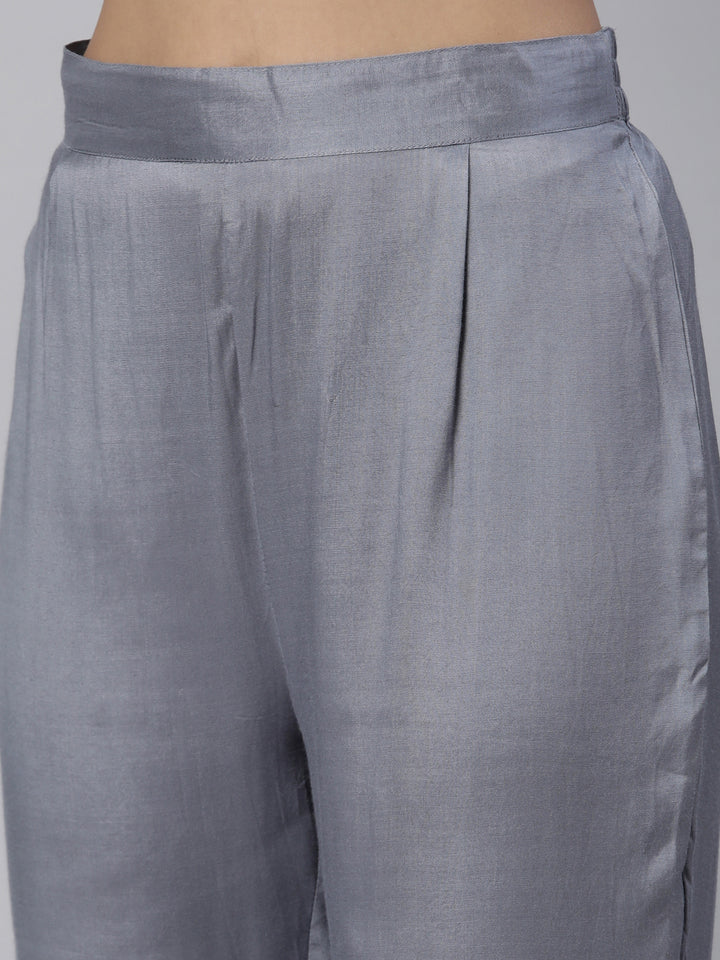Neerus Beige cotton printed kurta set with trousers - detail view 2