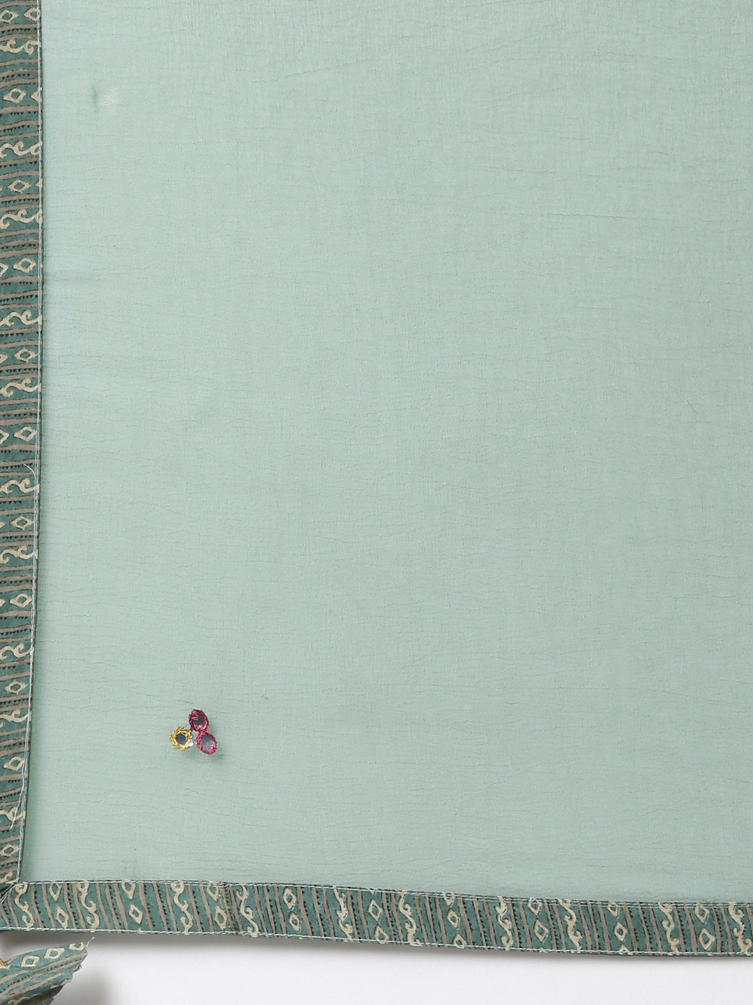 Neerus Green printed kurta set with trousers and dupatta - detail view 3