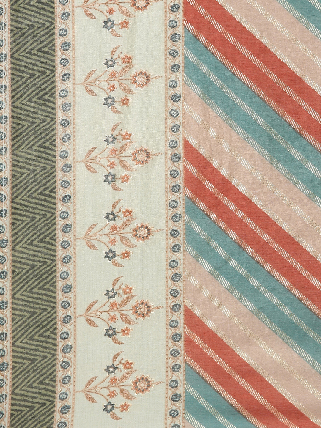 Neerus Green printed kurta set with trouser and dupatta - detail view 3