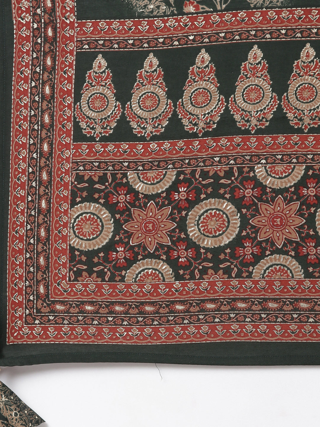 Neerus Green printed kurta set with trousers and dupatta - detail view 3