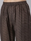 Neerus Black printed suit set ethnic kurta with trouser and dupatta - detail view 2