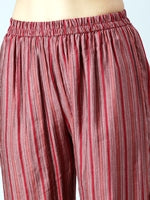 Neerus Maroon Regular Calf Length Printed Kurta Printed Trousers With Dupatta