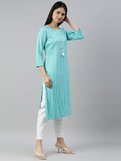 Neeru's Sea Green Color Rayon Fabric Kurta