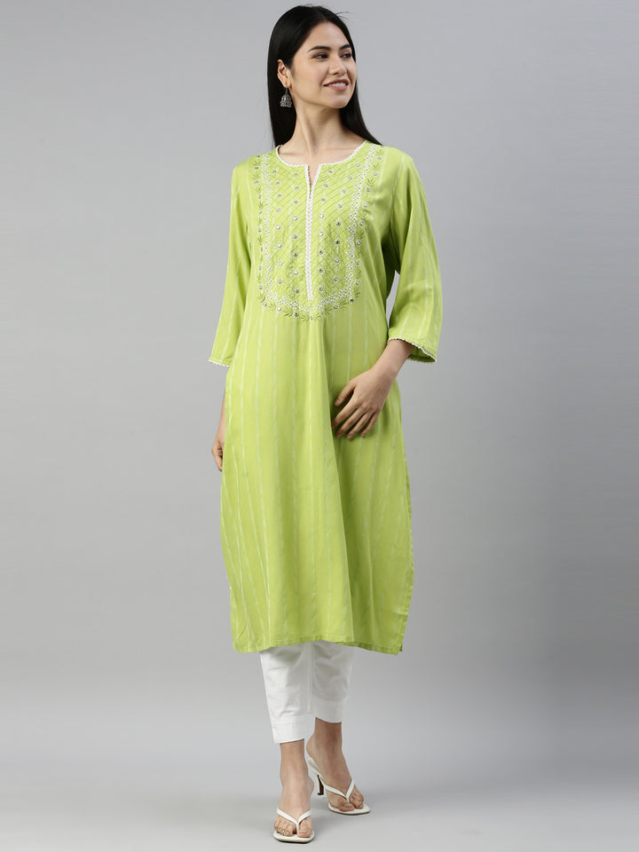 Neerus M Green Color Rayon Fabric Kurta
