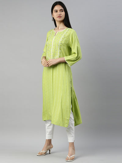 Neeru's M Green Color Rayon Fabric Kurta