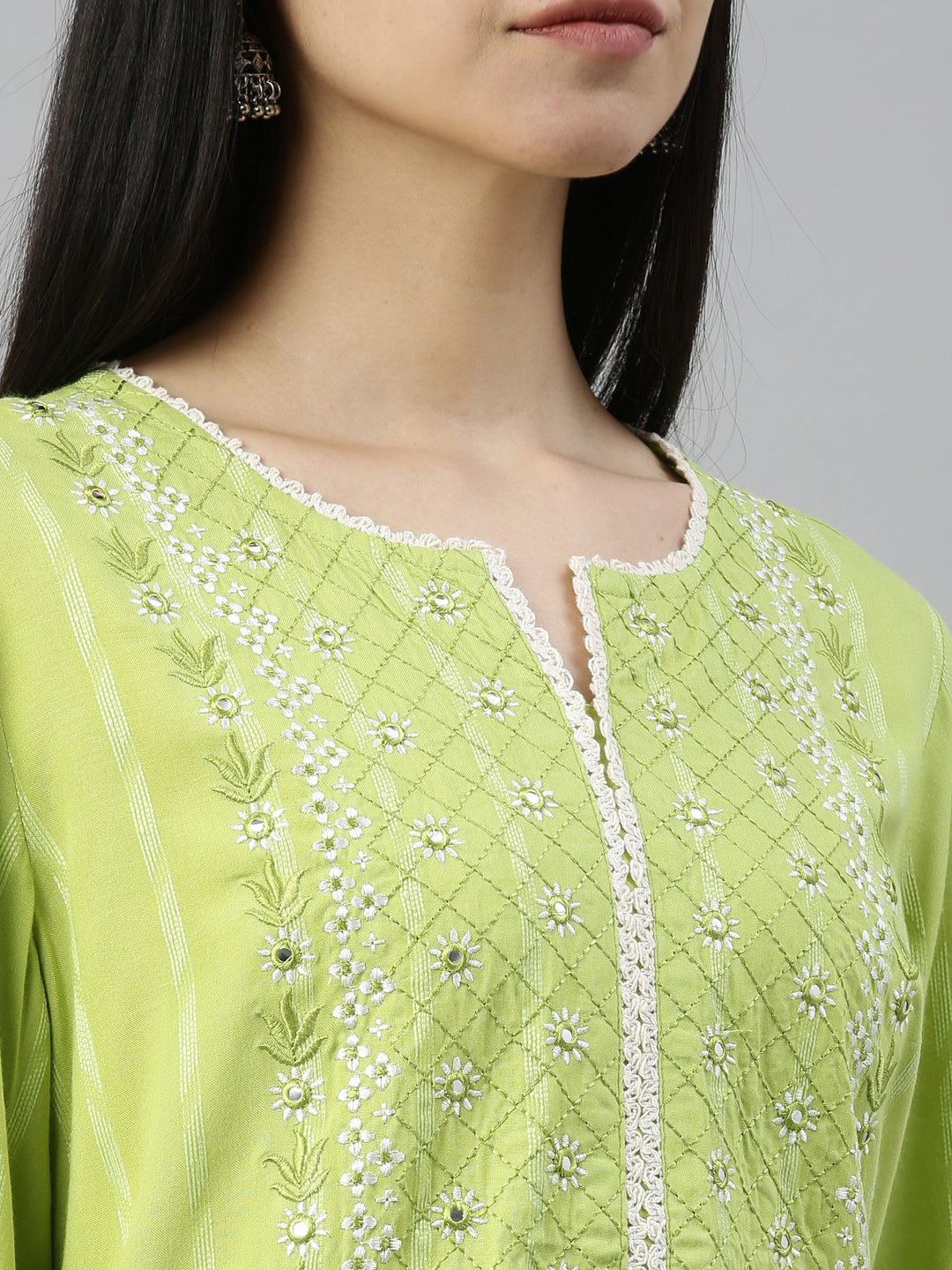 Neerus M Green Color Rayon Fabric Kurta