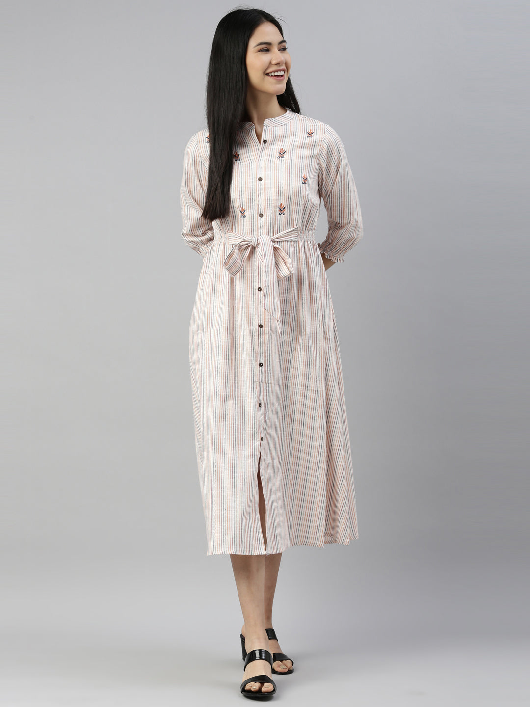 Neerus Cream Color Rayon Fabric Kurta