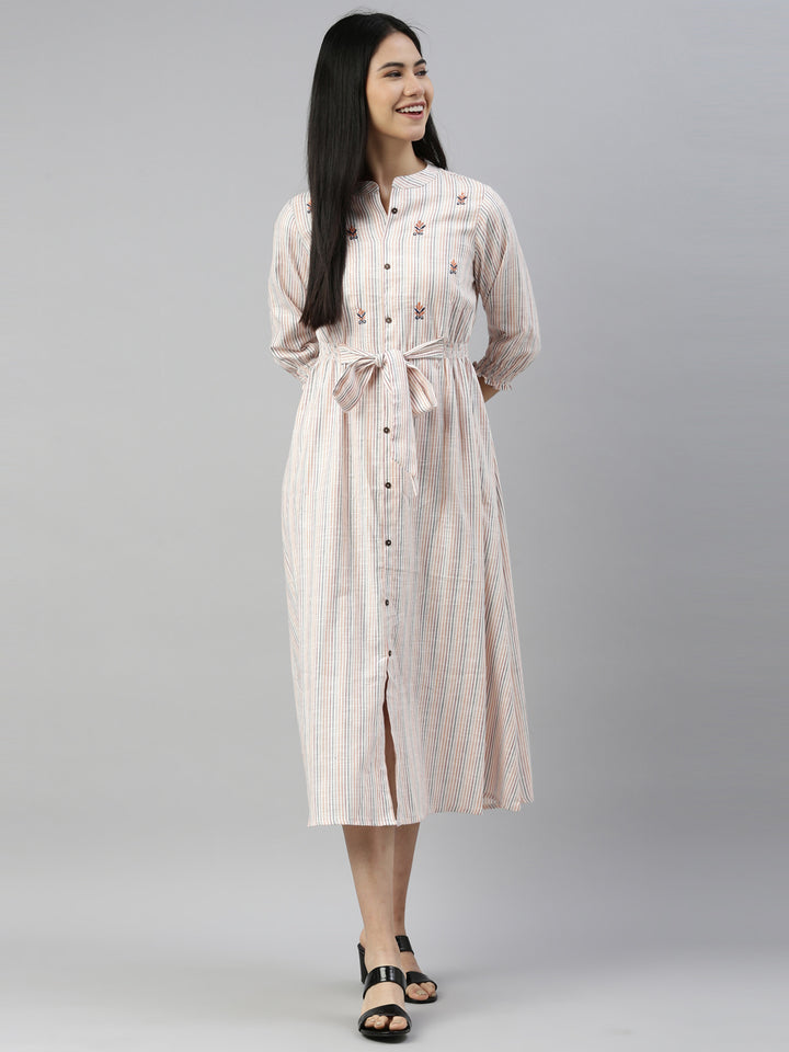 Neerus Cream Color Rayon Fabric Kurta