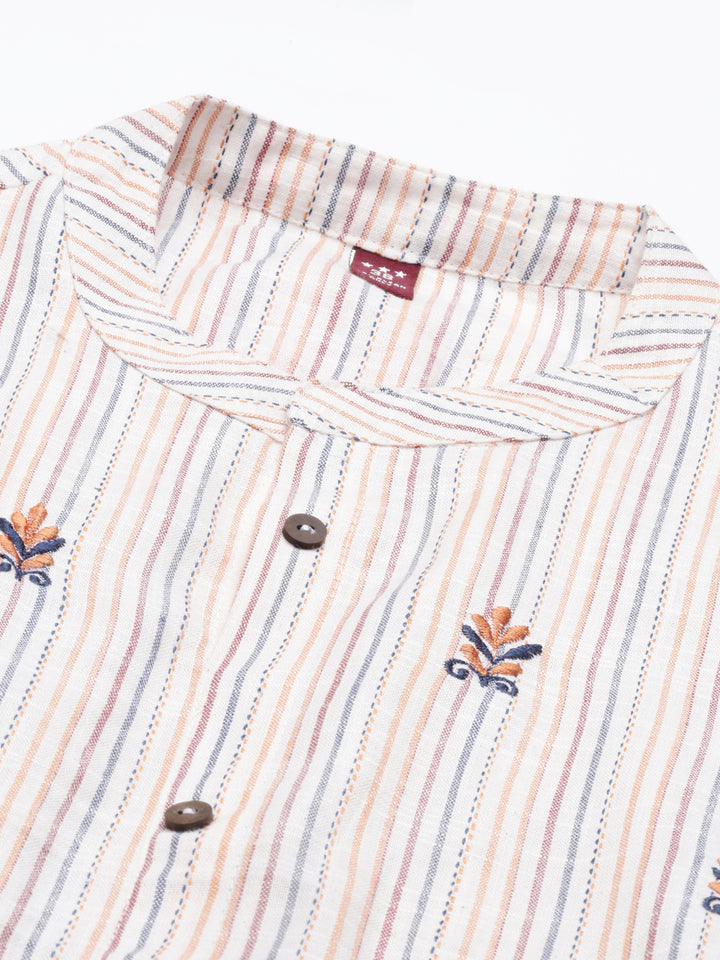 Neerus Cream Color Rayon Fabric Kurta