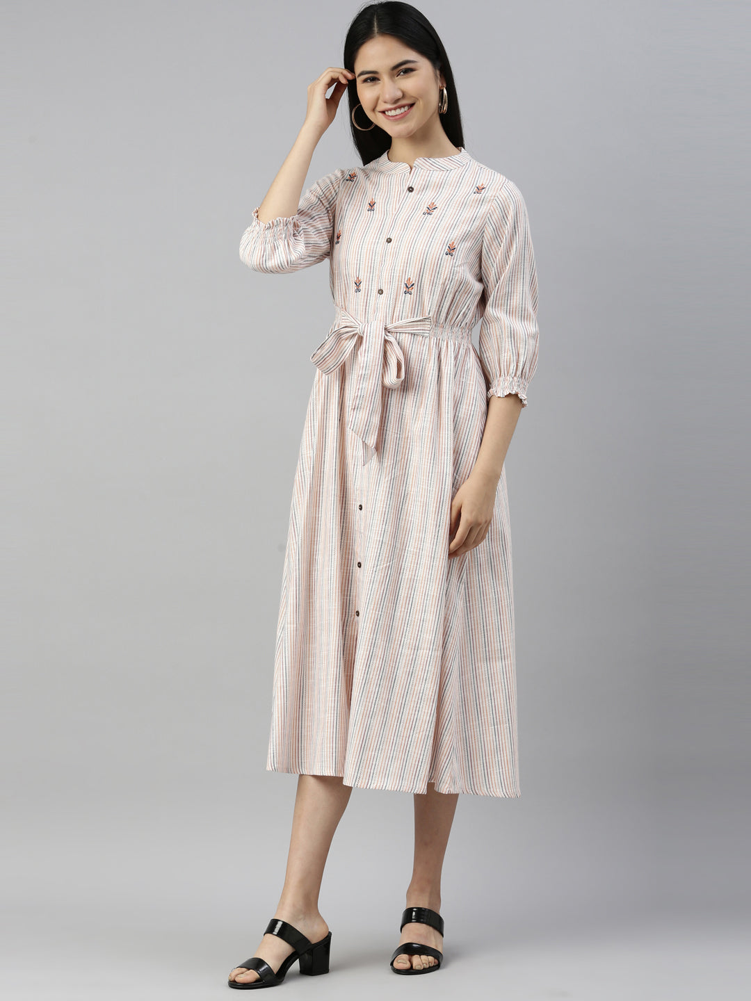 Neerus Cream Color Rayon Fabric Kurta