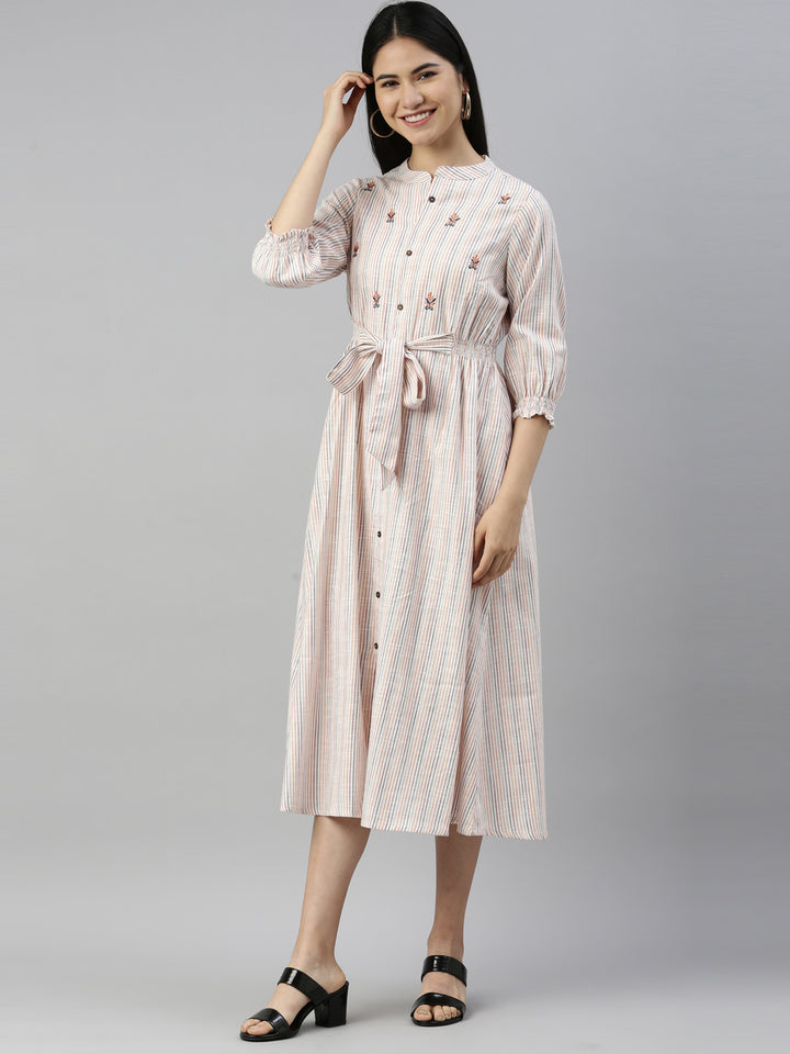 Neerus Cream Color Rayon Fabric Kurta