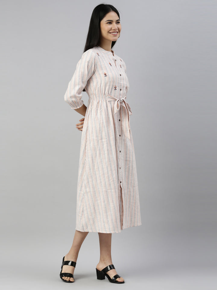 Neerus Cream Color Rayon Fabric Kurta