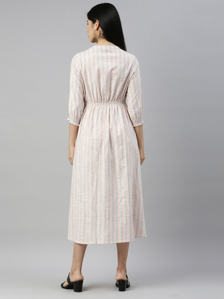 Neerus Cream Color Rayon Fabric Kurta