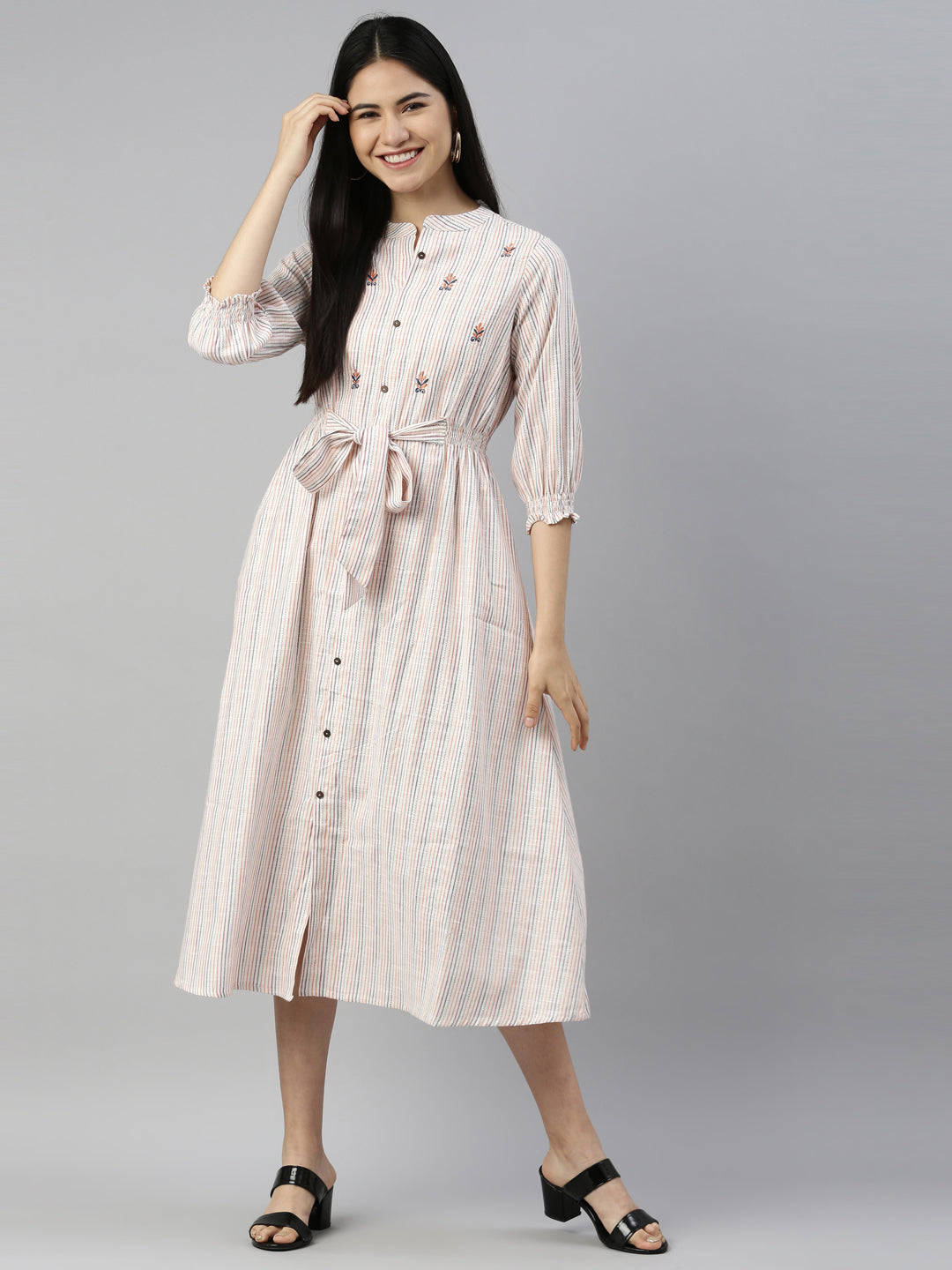 Neerus Cream Color Rayon Fabric Kurta