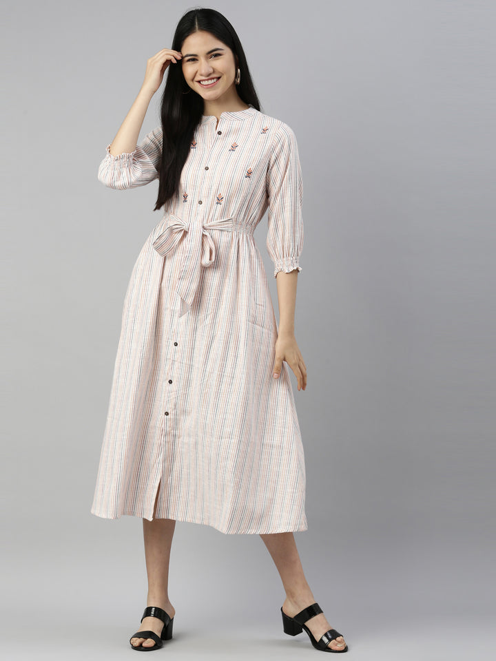 Neerus Cream Color Rayon Fabric Kurta