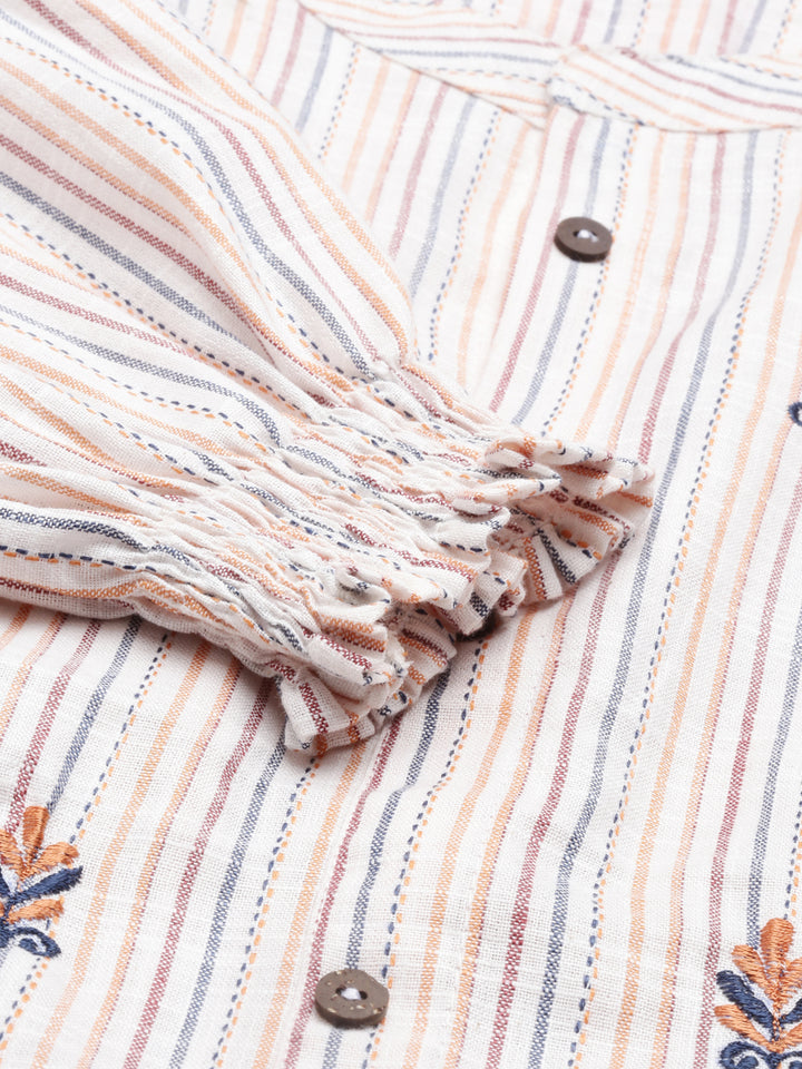 Neerus Cream Color Rayon Fabric Kurta