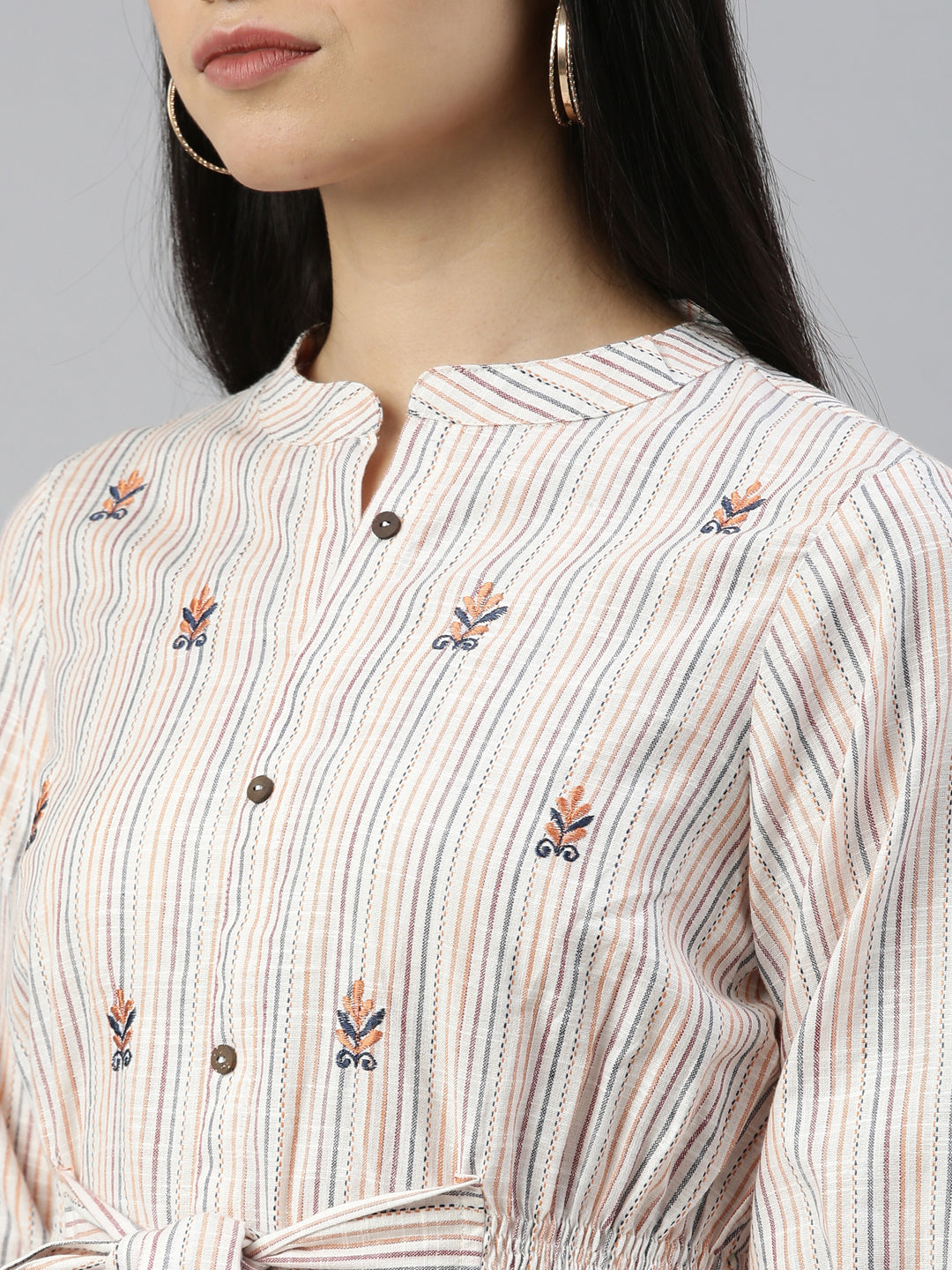 Neerus Cream Color Rayon Fabric Kurta