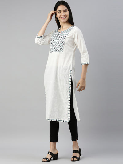 Neeru'S WHITE Color COTTON Fabric kurta