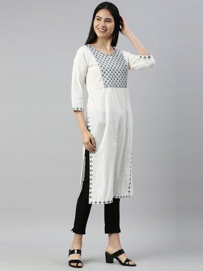 Neeru'S WHITE Color COTTON Fabric kurta