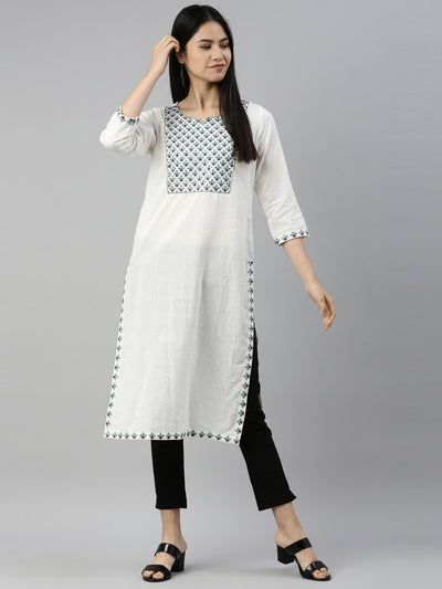 Neeru'S WHITE Color COTTON Fabric kurta