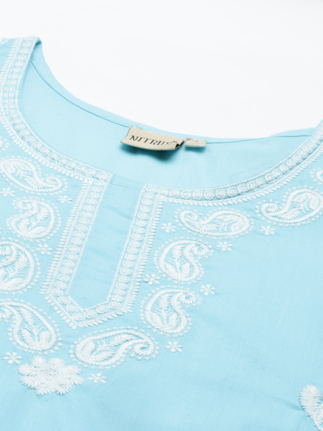 Neerus Ferozi Color Cotton Fabric Kurta