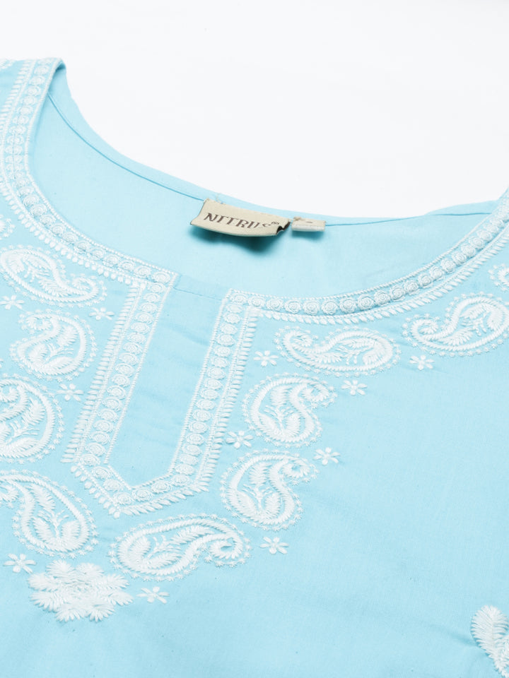 Neerus Ferozi Color Cotton Fabric Kurta
