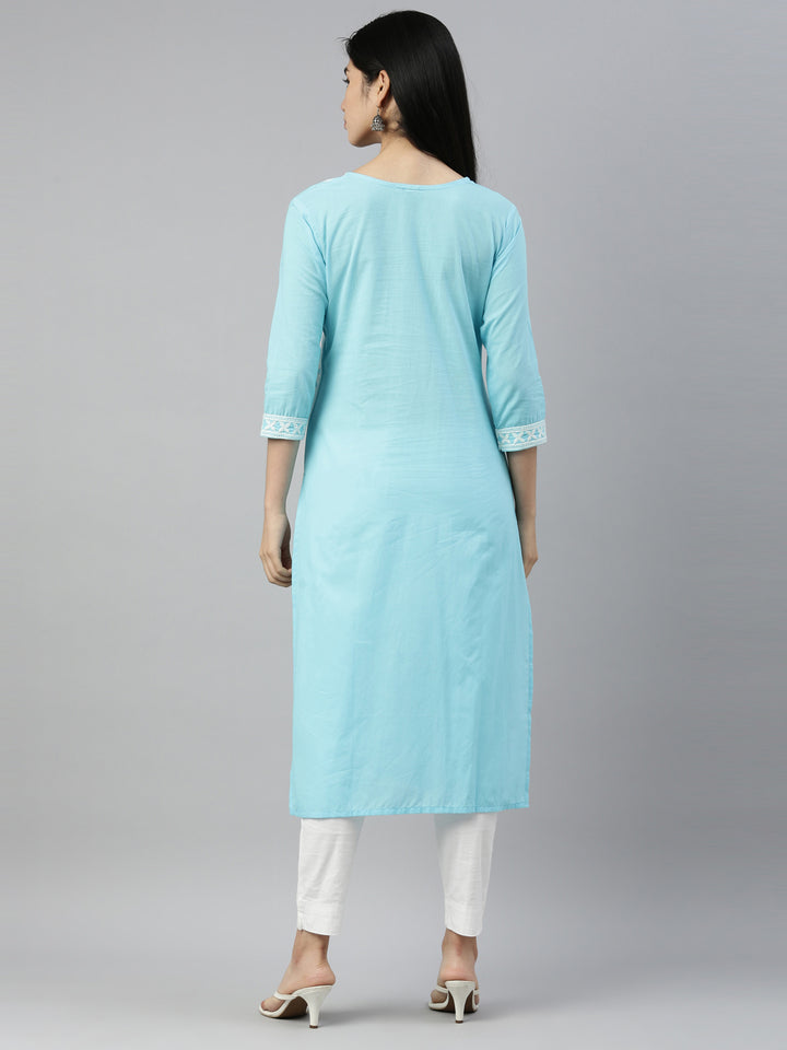 Neerus Ferozi Color Cotton Fabric Kurta