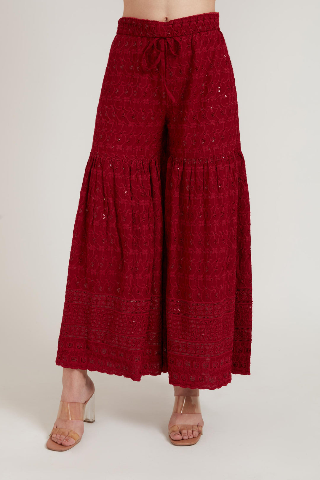 Neerus Maroon Color Georgette Fabric Suit Set