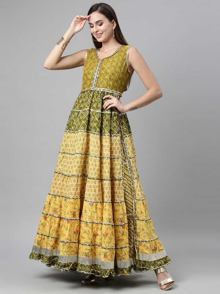 Neerus Yellow Color Jute Cotton Fabric Kurta Sets With Dupatta