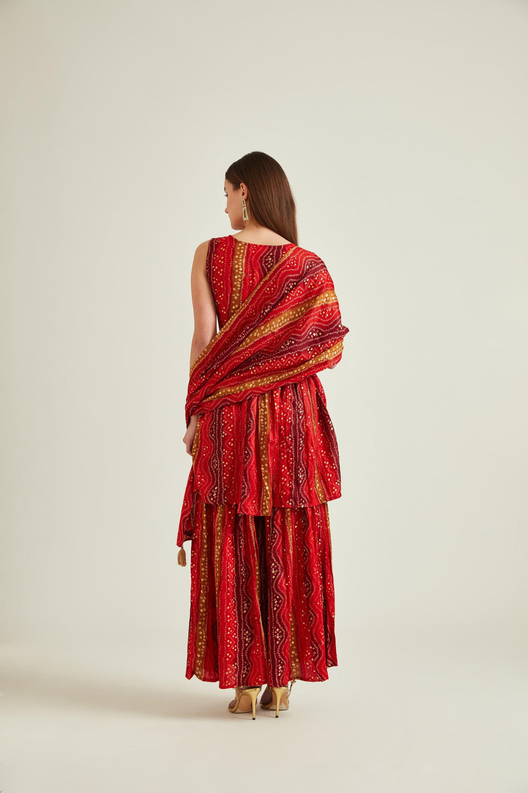 Neerus Red Colour Cotton Fabric Suit