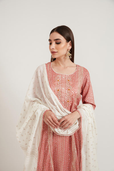 Neeru's Onion Color Cotton Fabric Suit Set