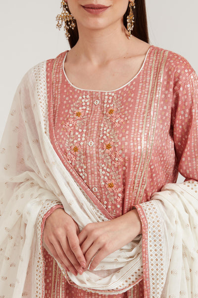 Neeru's Onion Color Cotton Fabric Suit Set
